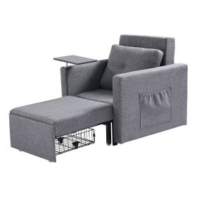 Sleeper Sofa Bed, Convertible Sleeper Bed with Side Pocket, Pillow, Armrest and Desk Board, 5 Adjustable Angles Backrest