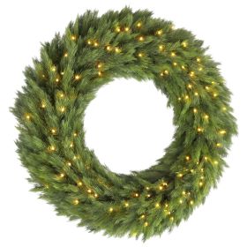 Christmas Decoration, 36 in Pre-Lit Norwegian Spruce Artificial Christmas Wreath with 100 LED Lights, Green
