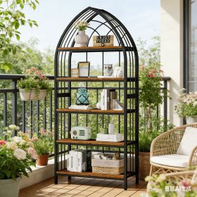 5-Tier Bookshelf, Industrial Curved Bookcase Freestanding Display Shelf