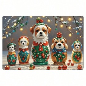 CIFbuy Christmas Eve Puppy Russian Nesting Dolls Tin Sign, 8x12 Inch Vintage Metal Wall Art, Unframed Charming Decor For Bathroom Cafe ikTok, ikT