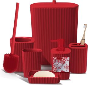 Bathroom Set - Christmas Bathroom Sets, Xmas Bathroom Accessories Set, Christmas Bathroom Decor, 6PC Bathroom Accessory Set with Toilet Brush