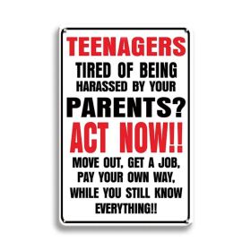 CIFbuy Funny Teenager Bored With Parents Metal Aluminum Sign Vintage Wall Decor for Man Cave Office Garage Bar 8x12 Inches (TikTok