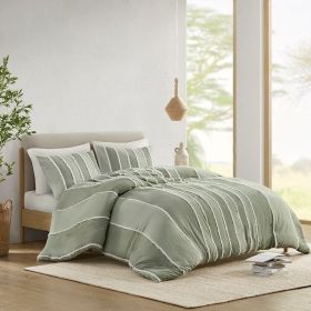 Full/Queen 3 Piece Striped Cotton Duvet Cover Set