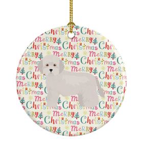 Cyprus Poodle Merry Christmas Ceramic Ornament Christmas Tree Hanging Decorations for Home Christmas Holiday, Party, Gift, 3 in, Multicolor