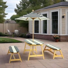 Naturally Playful Kids Picnic Table with Umbrella, Indoor/Outdoor Toys-Dark Blue