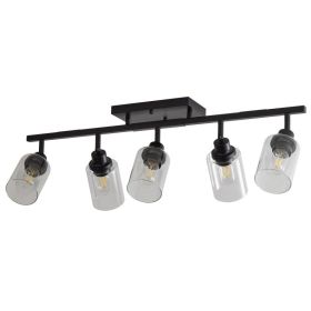 5-lamp Track Lighting Kit, Black Track Lighting Fixtures, Bathroom Wall Lights, Ceiling Mounted Kitchen Track Lights  Excluding Bulbs (Option: Default)
