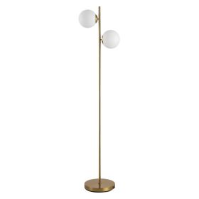 Floor Lamp w/ 2pcs Glass Lamp Shade Modern Portable Decorative Lamp, White (Option: Gold-410x410x260 mm)