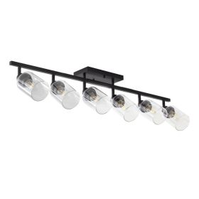 6-power Track Lighting Kit, Black Track Lighting Fixture, Bathroom Wall Light, Ceiling Mounted Kitchen Tracking Light, Rotatable Spotlight With T (Option: Default)