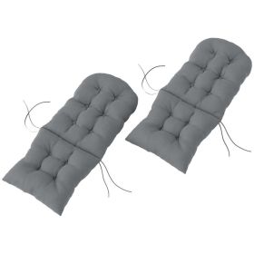 Chair Cushions Set Of 2, Tufted High Back Patio Non-Slip Cushions For Chairs, Gray (Option: Gray)