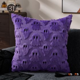Halloween Pillow Covers 16x16 inch Set of 2 White Ghost Throw Pillow Cases Soft Plush Faux Fur Wool Couch Cushion Case for Chair Sofa Bedroom Liv (size: Purple   16" x 16" (Pack of 2))
