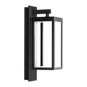 Inowel Outdoor Wall Lantern Exterior Waterproof Wall Sconce Light Fixture Integrated LED Wall Lamp with Clear Glass Shade 22527 (Color: BLACK)